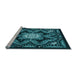 Sideview of Machine Washable Transitional Dark Turquoise Green Rug, wshpat1949lblu