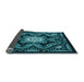 Thickness of Patterned Dark Turquoise Green Rug, pat1949lblu