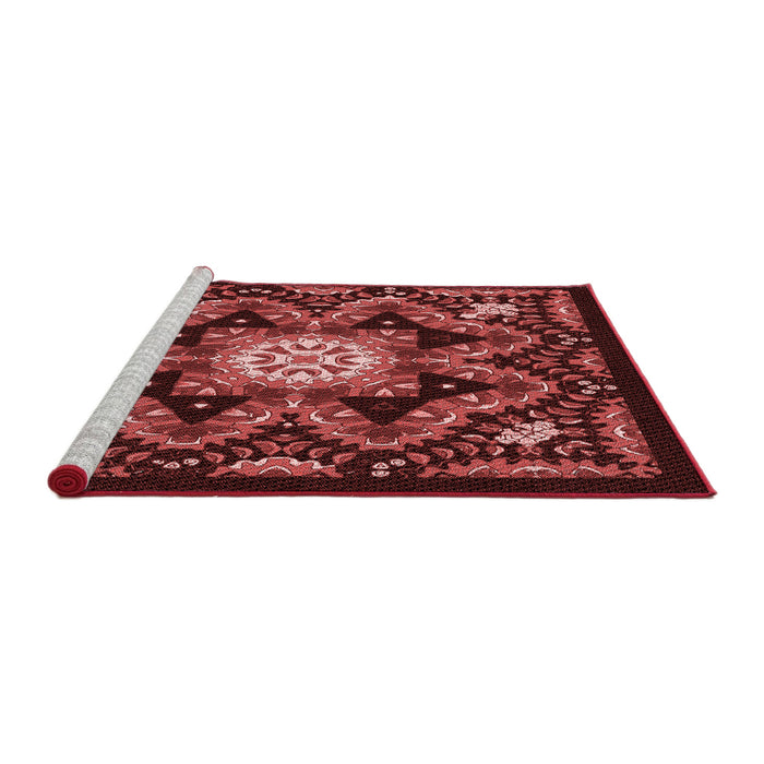 Sideview of Machine Washable Transitional Maroon Red Rug, wshpat1949rd