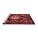 Sideview of Machine Washable Transitional Maroon Red Rug, wshpat1949rd