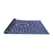 Thickness of Patterned Denim Blue Rug, pat195blu