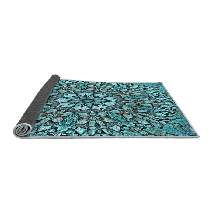 Thickness of Patterned Diamond Blue Rug, pat195lblu