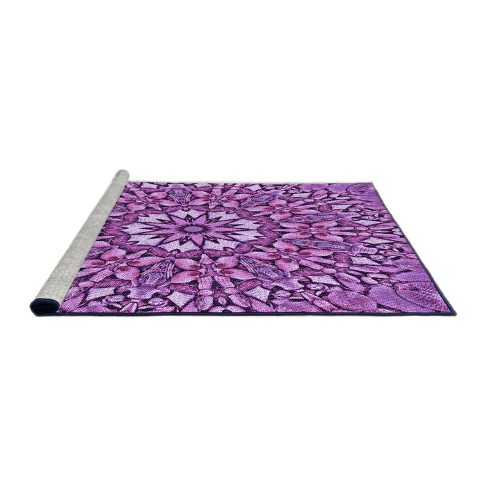 Sideview of Machine Washable Transitional Dark Magenta Purple Rug, wshpat195pur