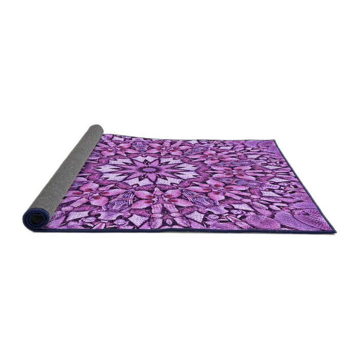 Thickness of Patterned Dark Magenta Purple Rug, pat195pur