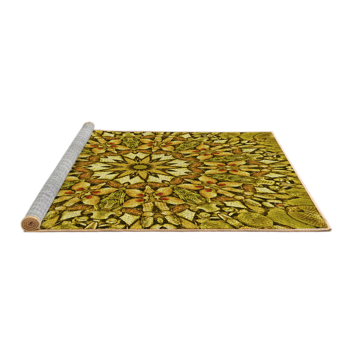 Sideview of Machine Washable Transitional Dark Bronze Brown Rug, wshpat195yw