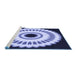 Sideview of Machine Washable Transitional Lapis Blue Rug, wshpat1950blu