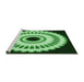 Sideview of Machine Washable Transitional Deep Emerald Green Rug, wshpat1950grn