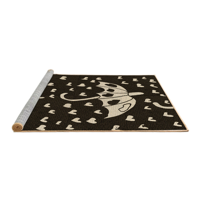 Sideview of Machine Washable Transitional Black Rug, wshpat1951brn