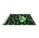 Sideview of Machine Washable Transitional Green Rug, wshpat1951grn