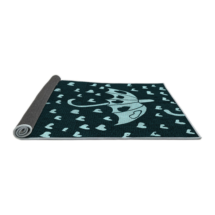 Thickness of Patterned Deep-Sea Green Rug, pat1951lblu