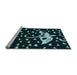 Sideview of Machine Washable Transitional Deep-Sea Green Rug, wshpat1951lblu