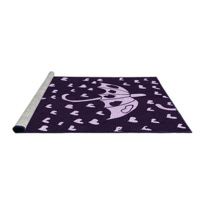 Sideview of Machine Washable Transitional Purple Sage Bush Purple Rug, wshpat1951pur