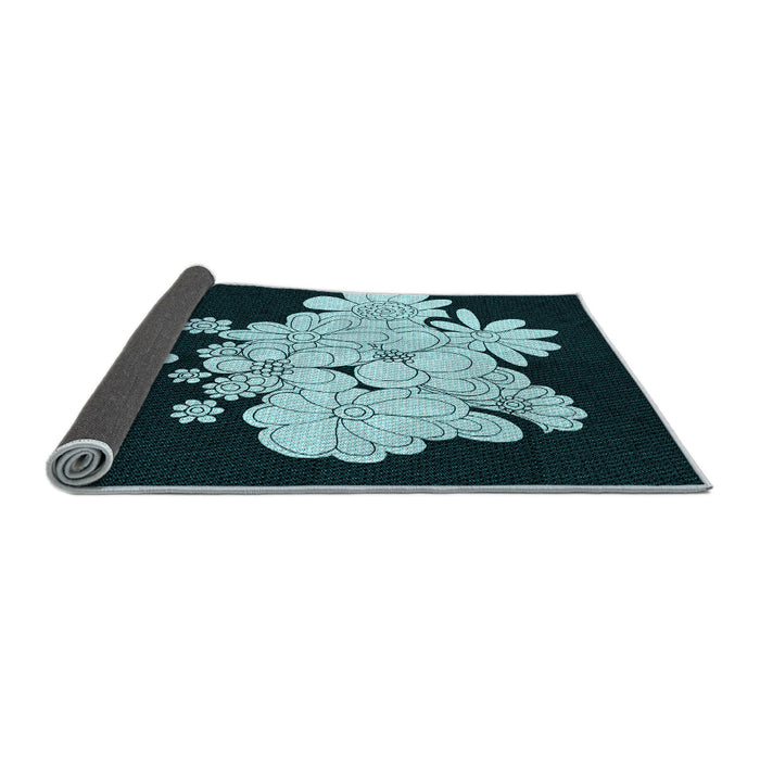 Thickness of Patterned Deep Teal Green Rug, pat1952lblu