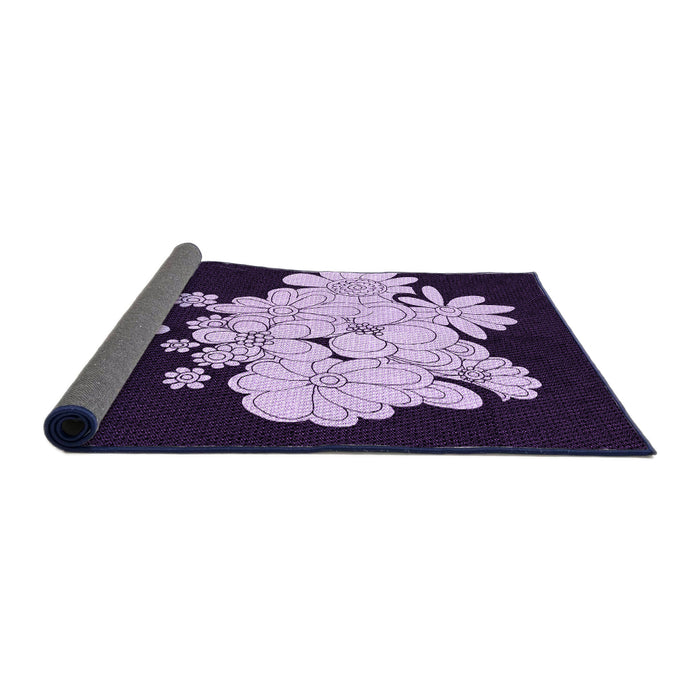 Thickness of Patterned Deep Purple Rug, pat1952pur