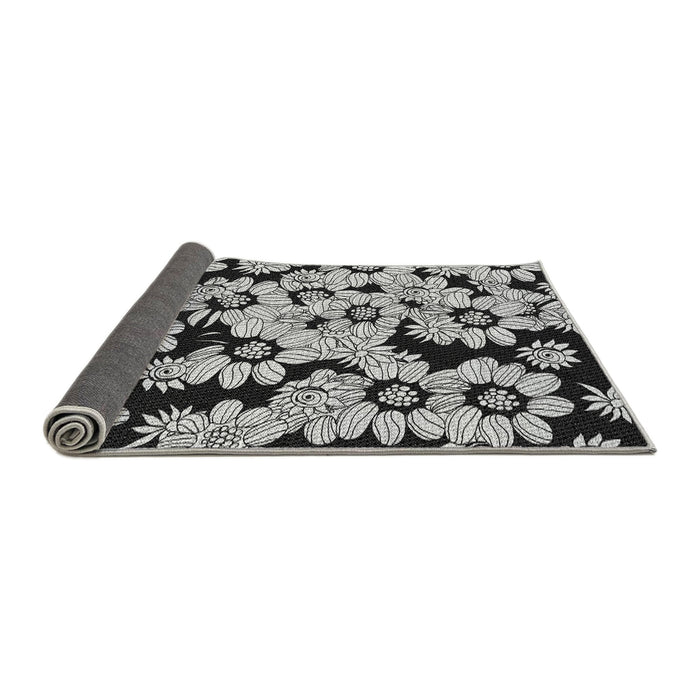Thickness of Patterned Charcoal Black Rug, pat1953gry