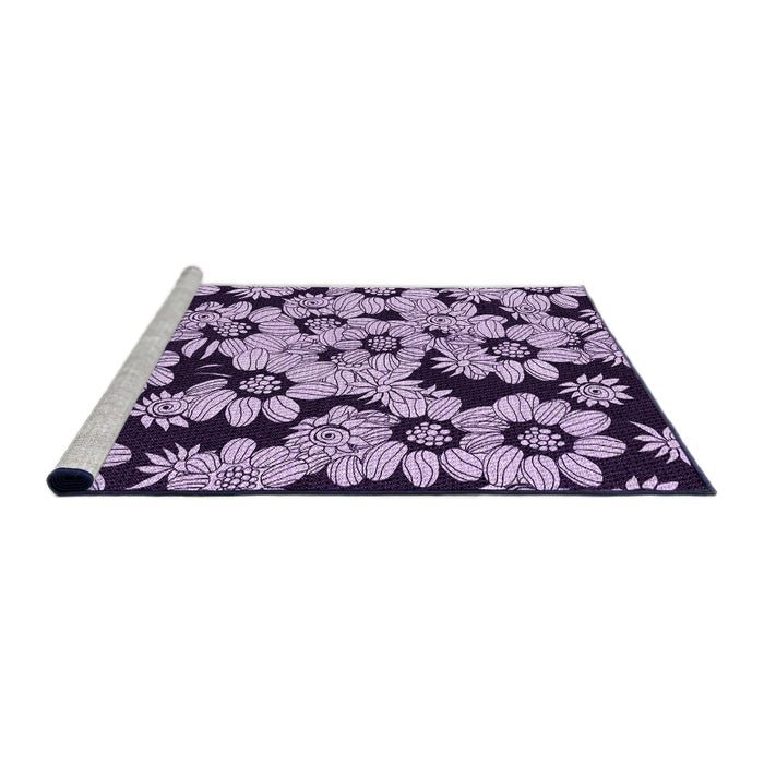 Sideview of Machine Washable Transitional Blossom Pink Rug, wshpat1953pur