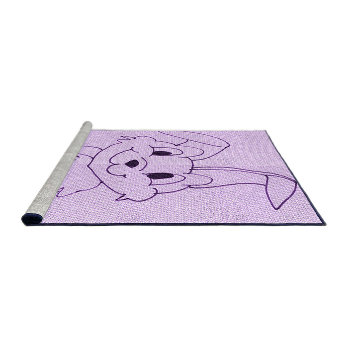 Sideview of Machine Washable Transitional Bright Lilac Purple Rug, wshpat1954pur