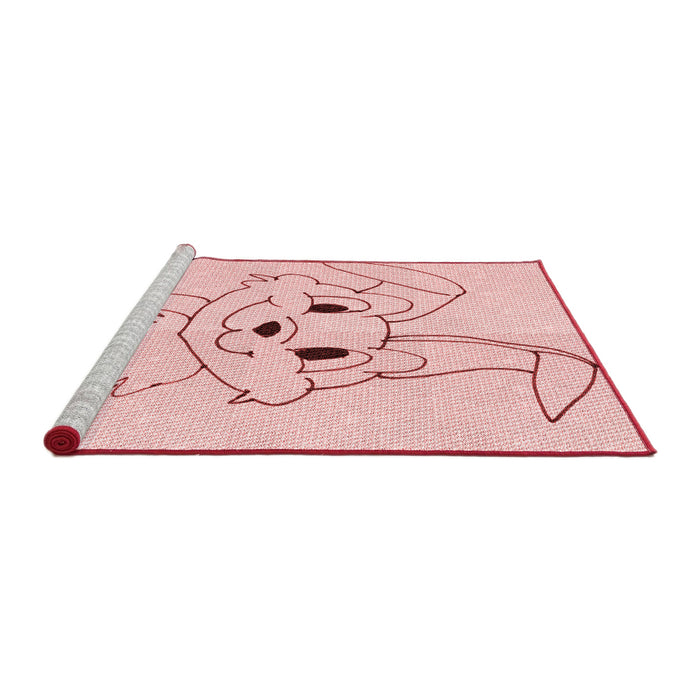 Sideview of Machine Washable Transitional Pastel Red Pink Rug, wshpat1954rd