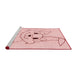 Sideview of Machine Washable Transitional Pastel Red Pink Rug, wshpat1954rd