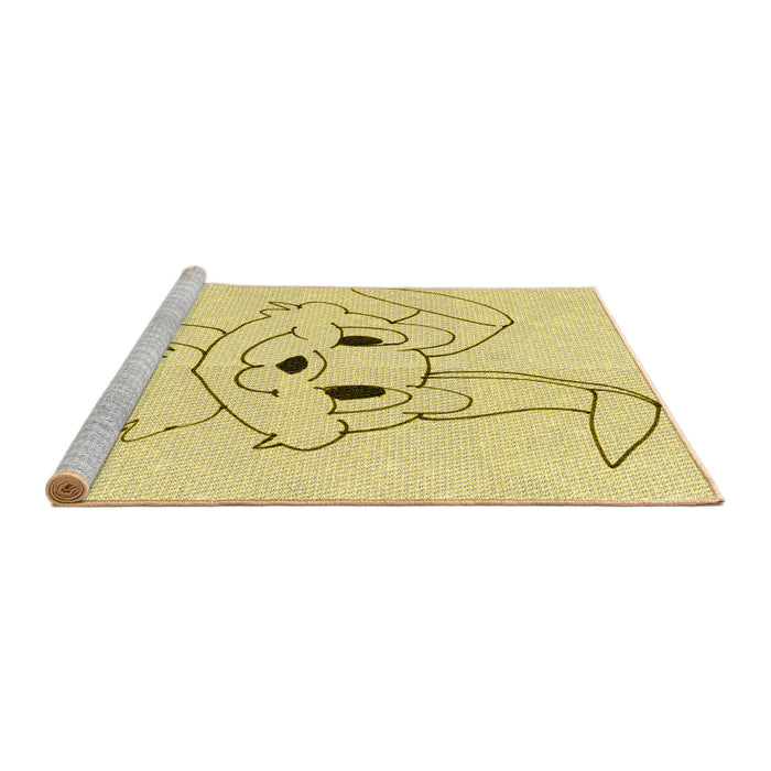 Sideview of Machine Washable Transitional Sun Yellow Rug, wshpat1954yw