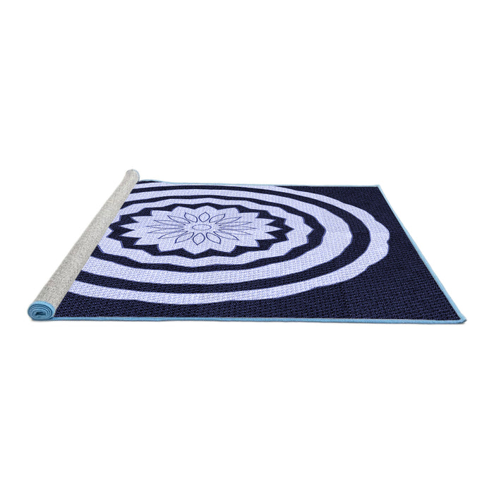 Sideview of Machine Washable Transitional Night Blue Rug, wshpat1955blu