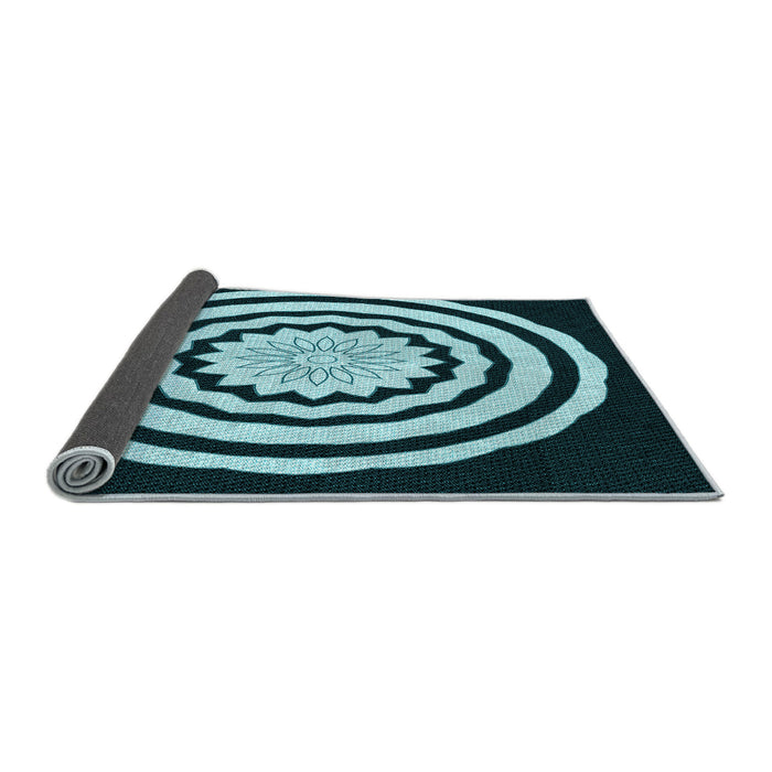 Thickness of Patterned Deep Teal Green Rug, pat1955lblu