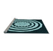 Sideview of Machine Washable Transitional Deep Teal Green Rug, wshpat1955lblu