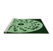 Sideview of Machine Washable Transitional Light Green Rug, wshpat1956grn