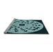 Sideview of Machine Washable Transitional Deep Teal Green Rug, wshpat1956lblu