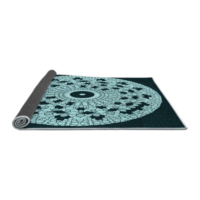 Thickness of Patterned Deep Teal Green Rug, pat1956lblu