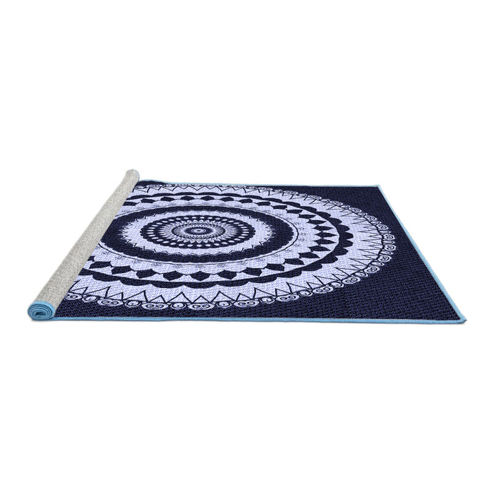 Sideview of Machine Washable Transitional Night Blue Rug, wshpat1957blu