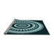 Sideview of Machine Washable Transitional Deep Teal Green Rug, wshpat1957lblu