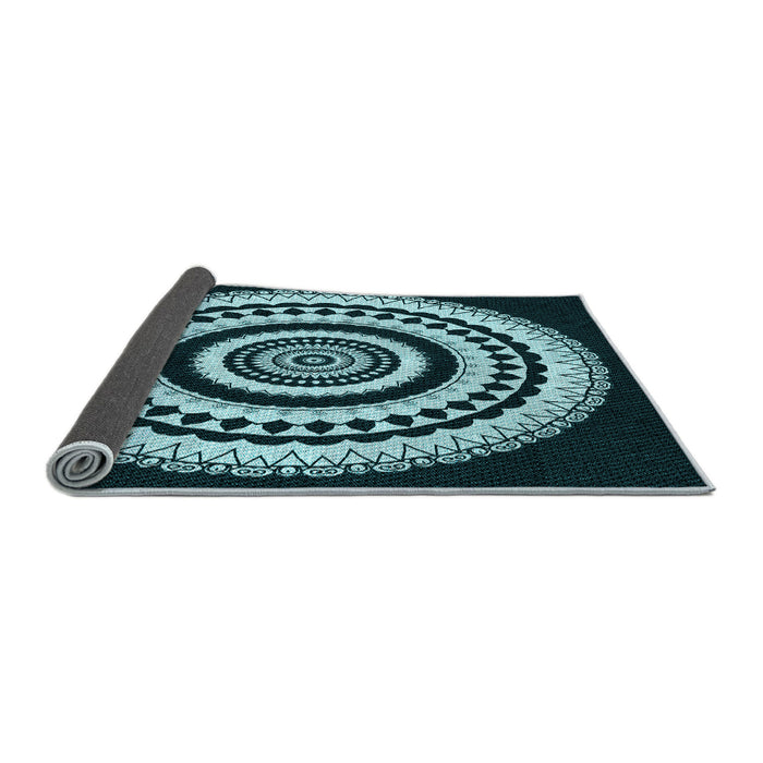 Thickness of Patterned Deep Teal Green Rug, pat1957lblu