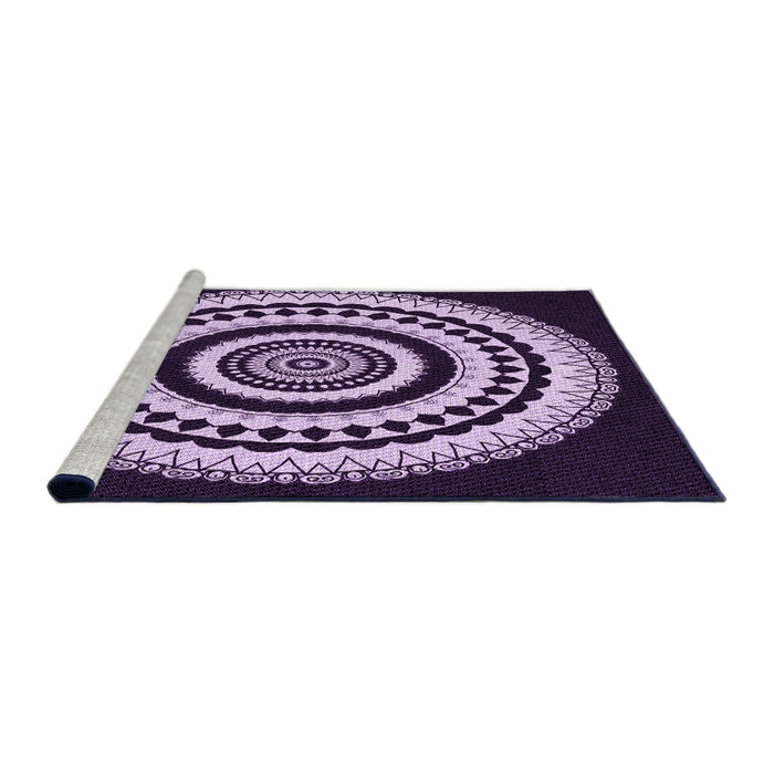 Sideview of Machine Washable Transitional Bright Lilac Purple Rug, wshpat1957pur