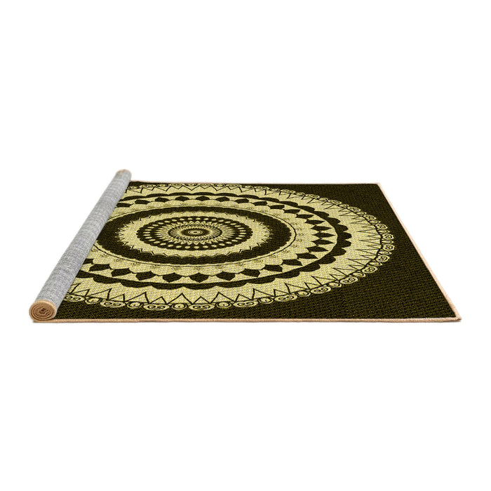 Sideview of Machine Washable Transitional Metallic Gold Rug, wshpat1957yw
