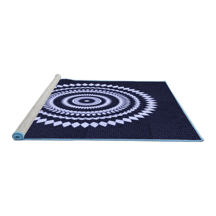 Sideview of Machine Washable Transitional Periwinkle Purple Rug, wshpat1958blu