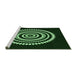 Sideview of Machine Washable Transitional Green Rug, wshpat1958grn