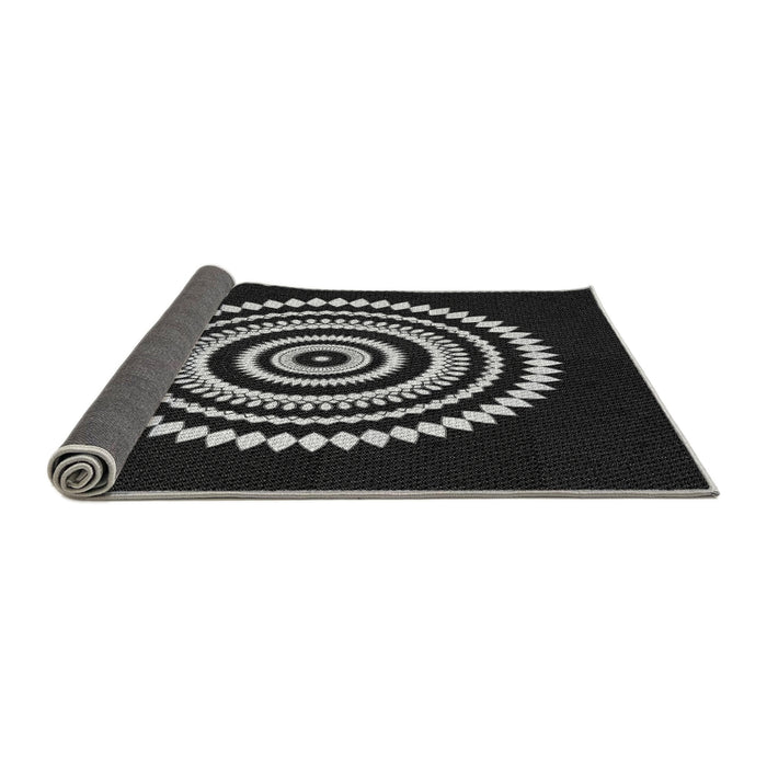 Thickness of Patterned Black Rug, pat1958gry