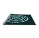 Sideview of Machine Washable Transitional Deep-Sea Green Rug, wshpat1958lblu