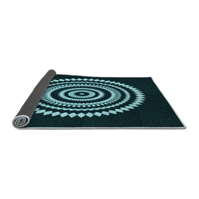 Thickness of Patterned Deep-Sea Green Rug, pat1958lblu