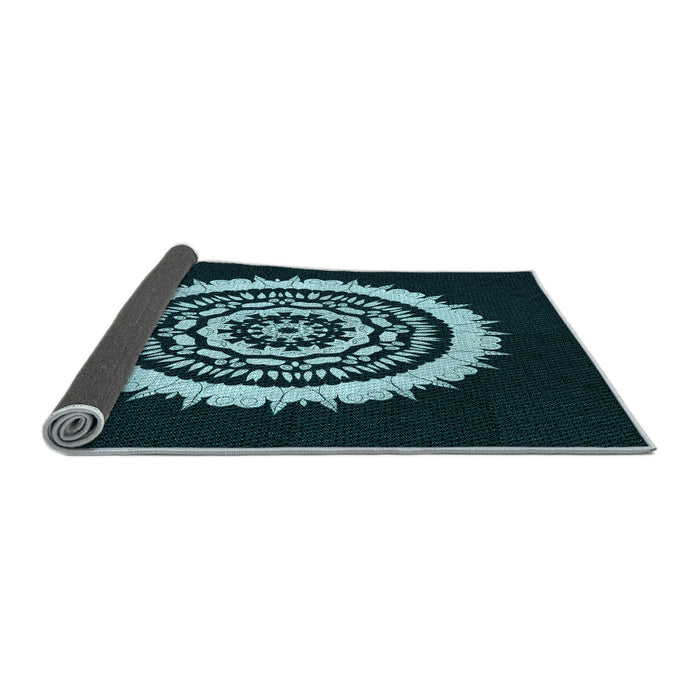 Thickness of Patterned Deep-Sea Green Rug, pat1959lblu