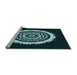 Sideview of Machine Washable Transitional Deep-Sea Green Rug, wshpat1959lblu