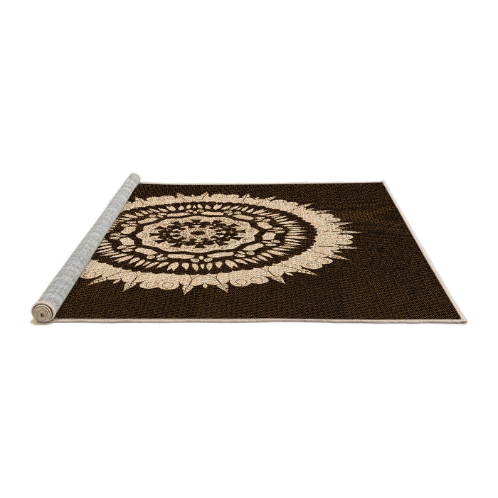 Sideview of Machine Washable Transitional Black Brown Rug, wshpat1959org