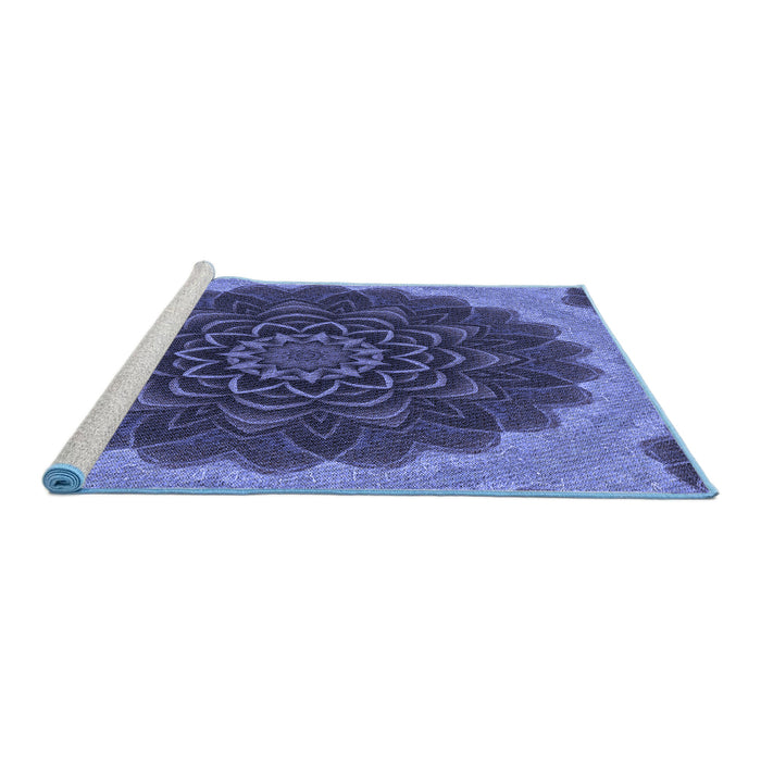 Sideview of Machine Washable Transitional Light Slate Blue Rug, wshpat196blu
