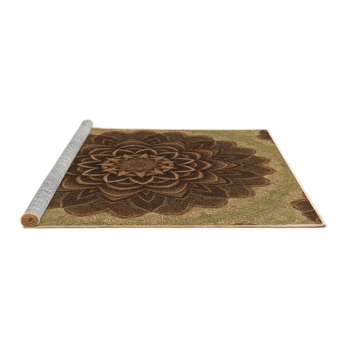 Sideview of Machine Washable Transitional Cinnamon Brown Rug, wshpat196brn