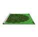 Sideview of Machine Washable Transitional Deep Emerald Green Rug, wshpat196grn