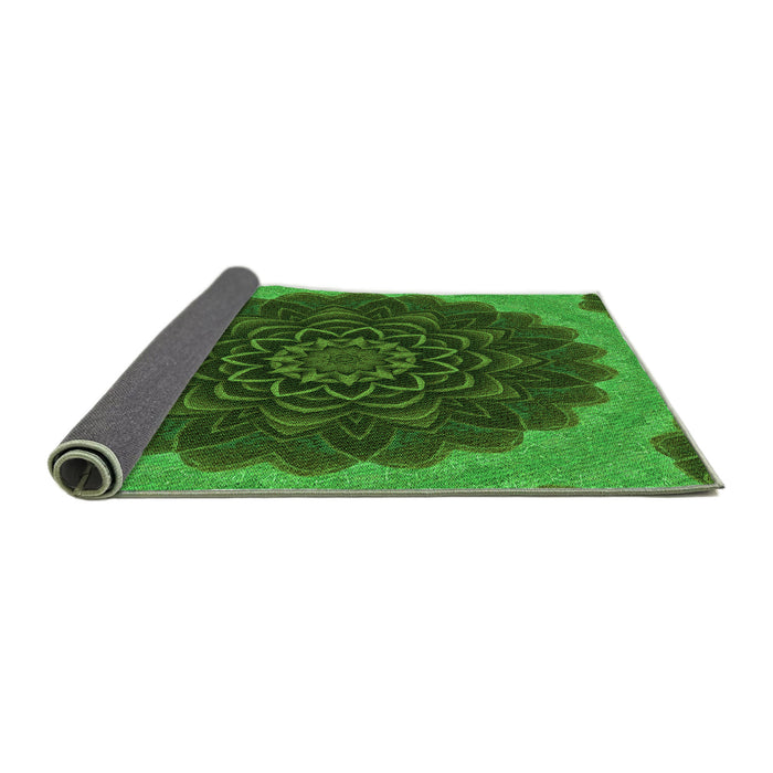 Thickness of Patterned Deep Emerald Green Rug, pat196grn