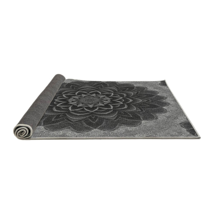 Thickness of Patterned Dark Gray Black Rug, pat196gry