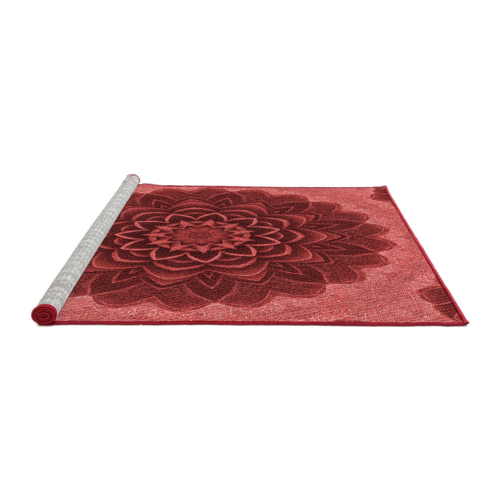 Sideview of Machine Washable Transitional Tomato Red Rug, wshpat196rd