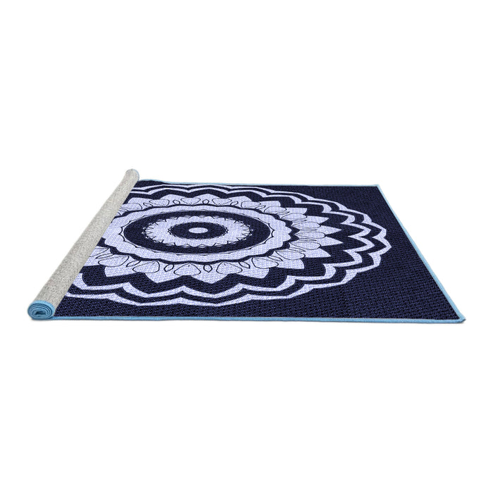 Sideview of Machine Washable Transitional Night Blue Rug, wshpat1960blu